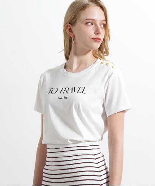 PINKY & DIANNE / ピンキーアンドダイアン カットソー | ◆"ＴＯ　ＴＲＡＶＥＬ"　ロゴＴシャツ | 詳細11