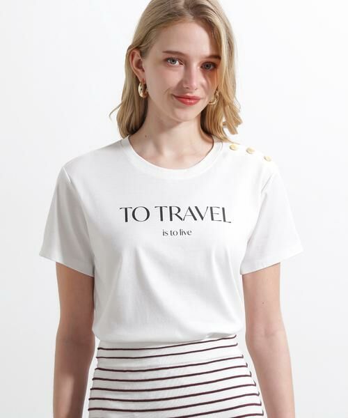 PINKY & DIANNE/ピンキーアンドダイアン ◆"TO TRAVEL" ロゴTシャツ ホワイト 38 PINKY & DIANNE/ピンキーアンドダイアン ◆"TO TRAVEL" ロゴTシャツ ホワイト 38