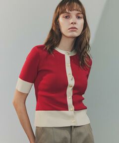 PINKY & DIANNE / ピンキーアンドダイアン カーディガン・ボレロ | バイカラーリブ２ＷＡＹ５分袖ニット