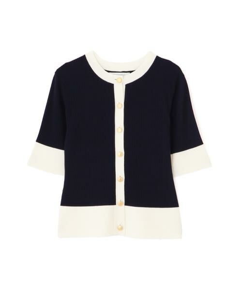 PINKY & DIANNE / ピンキーアンドダイアン カーディガン・ボレロ | バイカラーリブ２ＷＡＹ５分袖ニット | 詳細1