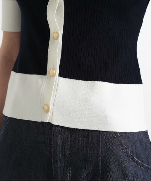 PINKY & DIANNE / ピンキーアンドダイアン カーディガン・ボレロ | バイカラーリブ２ＷＡＹ５分袖ニット | 詳細10