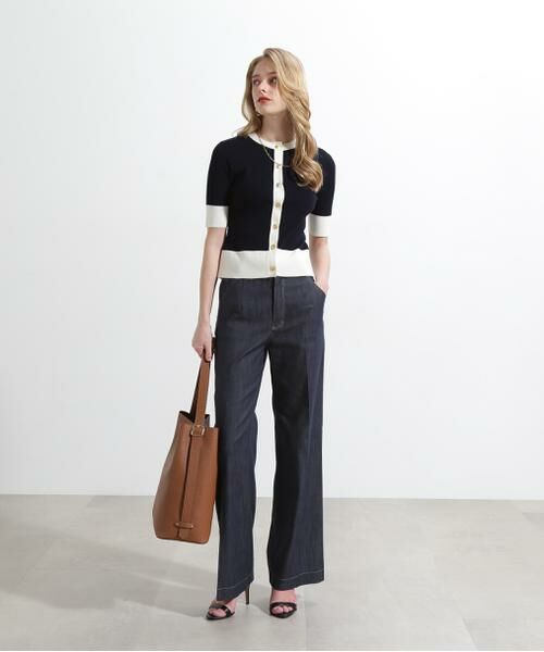 PINKY & DIANNE / ピンキーアンドダイアン カーディガン・ボレロ | バイカラーリブ２ＷＡＹ５分袖ニット | 詳細5