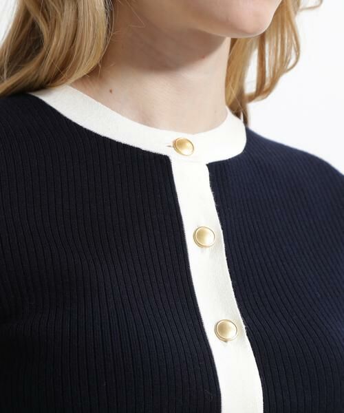 PINKY & DIANNE / ピンキーアンドダイアン カーディガン・ボレロ | バイカラーリブ２ＷＡＹ５分袖ニット | 詳細8