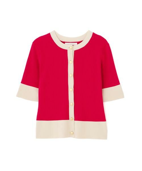 PINKY & DIANNE / ピンキーアンドダイアン カーディガン・ボレロ | バイカラーリブ２ＷＡＹ５分袖ニット | 詳細12