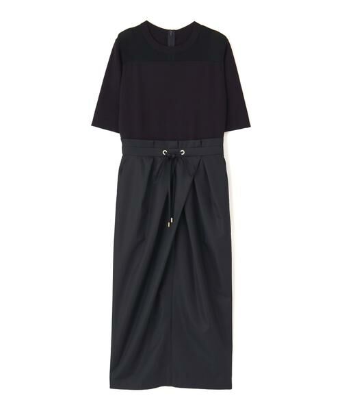 PINKY & DIANNE / ピンキーアンドダイアン ミニ丈・ひざ丈ワンピース | ニットコンビタフタワンピース(ネイビー1)