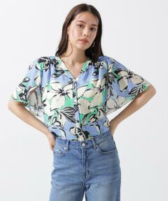 PINKY & DIANNE / ピンキーアンドダイアン シャツ・ブラウス | フラワーラインプリントＶネックケープブラウス