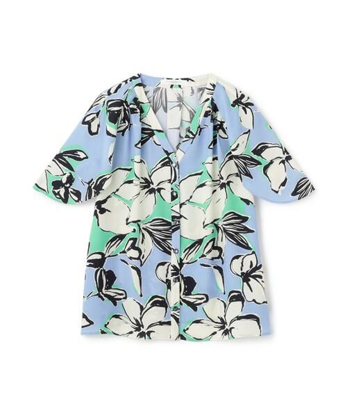 PINKY & DIANNE / ピンキーアンドダイアン シャツ・ブラウス | フラワーラインプリントＶネックケープブラウス | 詳細9