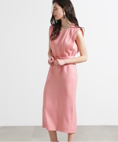 PINKY & DIANNE / ピンキーアンドダイアン ミニ丈・ひざ丈ワンピース | ◆ダイヤモンドネックベルテッドワンピース | 詳細3