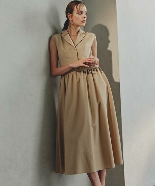 PINKY & DIANNE / ピンキーアンドダイアン ミニ丈・ひざ丈ワンピース | ◆テーラードフレアワンピース(ベージュ)