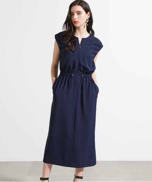 石川 FABRICS 半袖ひざ丈ワンピース ネイビー タイムセール e15010-42-7.jpg