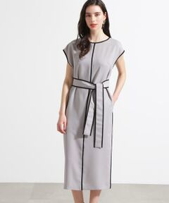 PINKY & DIANNE / ピンキーアンドダイアン ミニ丈・ひざ丈ワンピース | ◆ベルト付きバイカラーワンピース