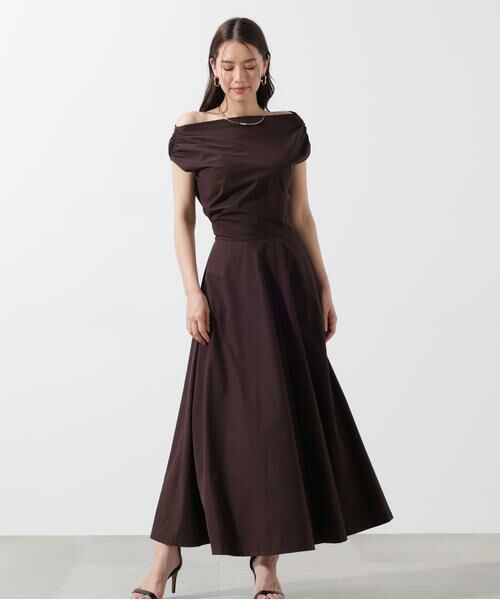 PINKY & DIANNE / ピンキーアンドダイアン ミニ丈・ひざ丈ワンピース | オフショルダーフレアワンピース(ブラウン)