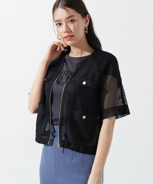 PINKY & DIANNE / ピンキーアンドダイアン テーラードジャケット | ダブルラッセルメッシュブルゾン | 詳細10