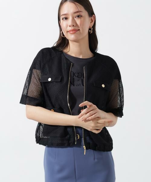 PINKY & DIANNE / ピンキーアンドダイアン テーラードジャケット | ダブルラッセルメッシュブルゾン | 詳細11