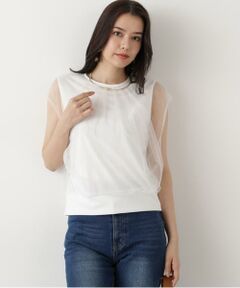 PINKY & DIANNE / ピンキーアンドダイアン カットソー | [UVカット/接触冷感/吸水速乾]フロントチュールブラウス