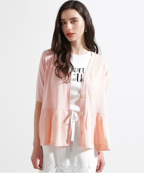 PINKY & DIANNE / ピンキーアンドダイアン カーディガン・ボレロ | ◆シアーコンビペプラムカーディガン | 詳細2