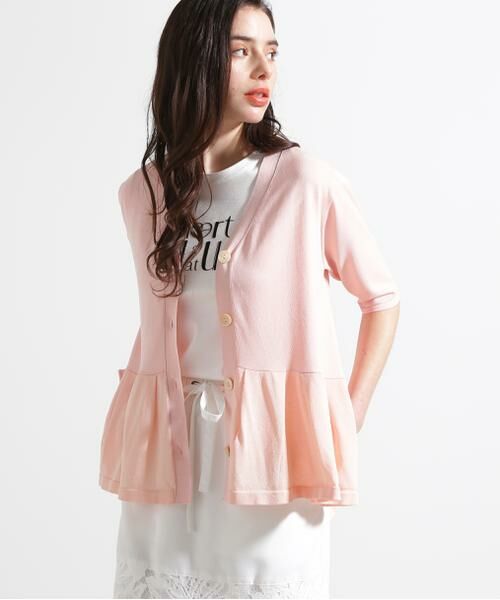 PINKY & DIANNE / ピンキーアンドダイアン カーディガン・ボレロ | ◆シアーコンビペプラムカーディガン | 詳細3