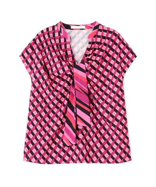 PINKY & DIANNE / ピンキーアンドダイアン シャツ・ブラウス | ジオメトリックプリントクロスリボンブラウス | 詳細1