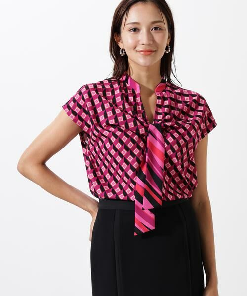 PINKY & DIANNE / ピンキーアンドダイアン シャツ・ブラウス | ジオメトリックプリントクロスリボンブラウス | 詳細2