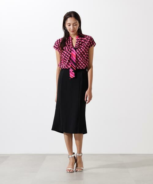 PINKY & DIANNE / ピンキーアンドダイアン シャツ・ブラウス | ジオメトリックプリントクロスリボンブラウス | 詳細5