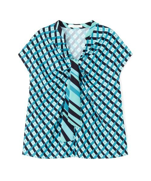 PINKY & DIANNE / ピンキーアンドダイアン シャツ・ブラウス | ジオメトリックプリントクロスリボンブラウス | 詳細12