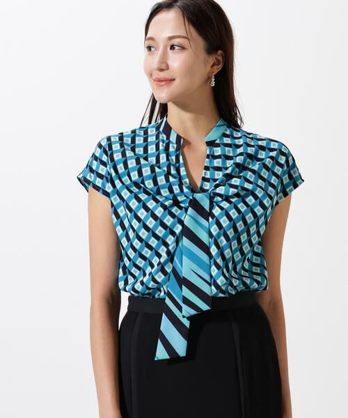 PINKY & DIANNE / ピンキーアンドダイアン シャツ・ブラウス | ジオメトリックプリントクロスリボンブラウス | 詳細14