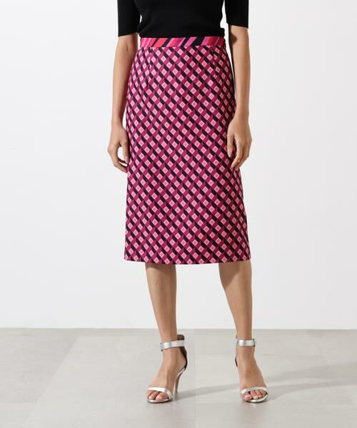 PINKY & DIANNE / ピンキーアンドダイアン スカート | ジオメトリックプリントコンビタイトスカート(マゼンタ1)