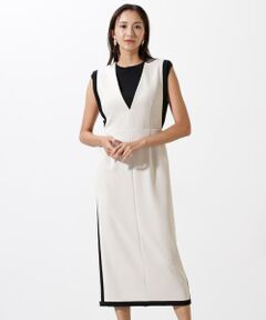 PINKY & DIANNE / ピンキーアンドダイアン ミニ丈・ひざ丈ワンピース | バイカラーＶネックジャンスカ