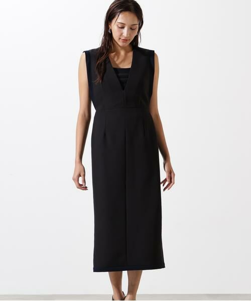 PINKY & DIANNE / ピンキーアンドダイアン ミニ丈・ひざ丈ワンピース | バイカラーＶネックジャンスカ | 詳細2