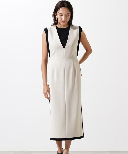 PINKY & DIANNE / ピンキーアンドダイアン ミニ丈・ひざ丈ワンピース | バイカラーＶネックジャンスカ | 詳細10