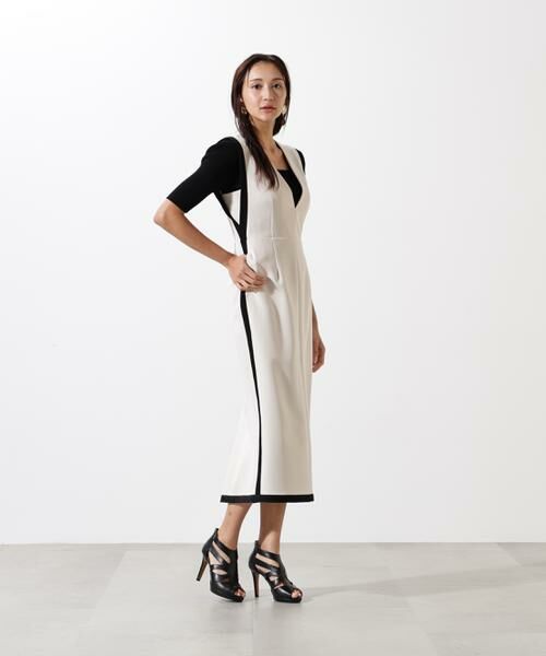 PINKY & DIANNE / ピンキーアンドダイアン ミニ丈・ひざ丈ワンピース | バイカラーＶネックジャンスカ | 詳細14