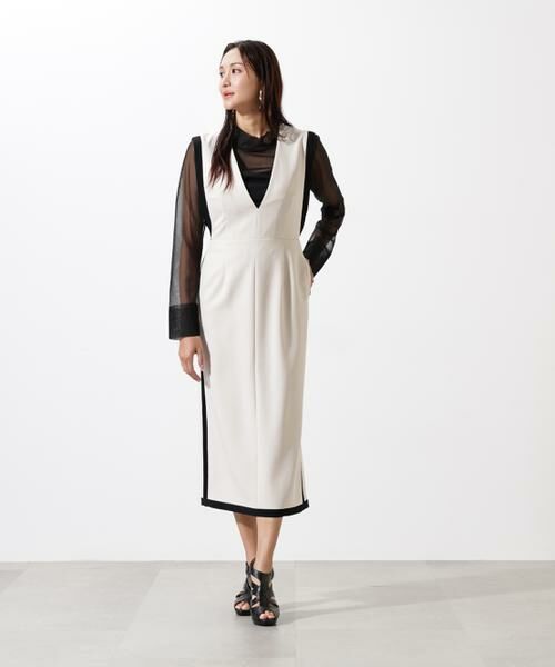 PINKY & DIANNE / ピンキーアンドダイアン ミニ丈・ひざ丈ワンピース | バイカラーＶネックジャンスカ | 詳細15