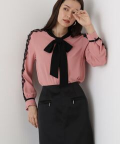PINKY & DIANNE / ピンキーアンドダイアン シャツ・ブラウス | ◆レースコンビバイカラーリボンブラウス