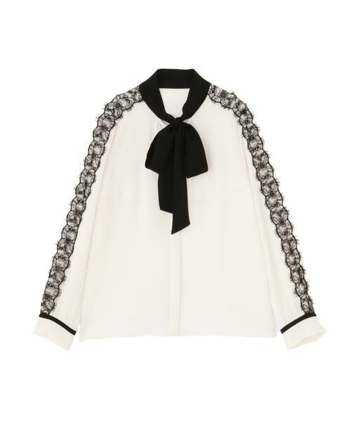 PINKY & DIANNE / ピンキーアンドダイアン シャツ・ブラウス | ◆レースコンビバイカラーリボンブラウス | 詳細1