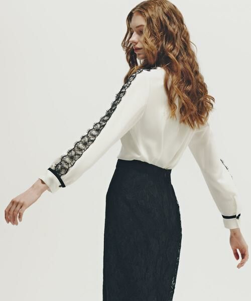 PINKY & DIANNE / ピンキーアンドダイアン シャツ・ブラウス | ◆レースコンビバイカラーリボンブラウス | 詳細2