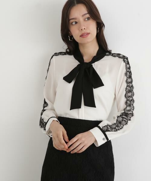 PINKY & DIANNE / ピンキーアンドダイアン シャツ・ブラウス | ◆レースコンビバイカラーリボンブラウス | 詳細3