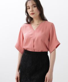 PINKY & DIANNE / ピンキーアンドダイアン シャツ・ブラウス | ◆ハーフスリーブＶネックブラウス