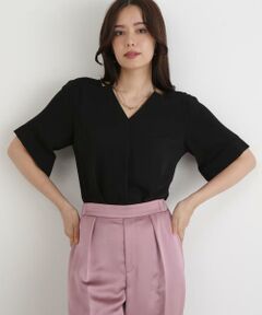 PINKY & DIANNE / ピンキーアンドダイアン シャツ・ブラウス | ◆ハーフスリーブＶネックブラウス