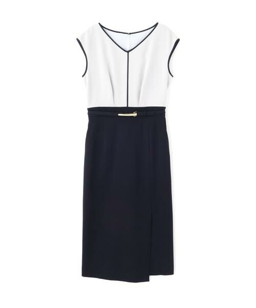 PINKY & DIANNE / ピンキーアンドダイアン ミニ丈・ひざ丈ワンピース | ◆バイカラーコンビワンピース | 詳細1