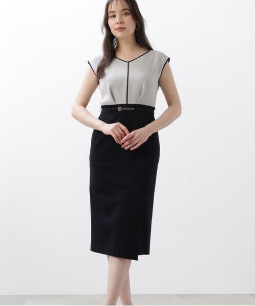 PINKY & DIANNE / ピンキーアンドダイアン ミニ丈・ひざ丈ワンピース | ◆バイカラーコンビワンピース | 詳細2