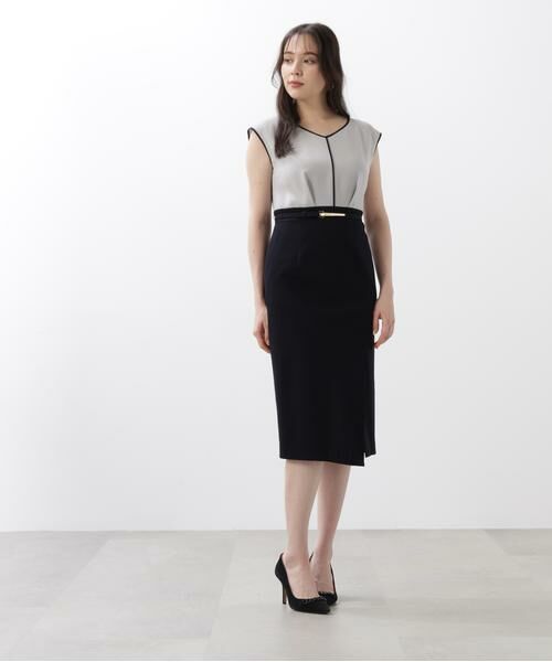 PINKY & DIANNE / ピンキーアンドダイアン ミニ丈・ひざ丈ワンピース | ◆バイカラーコンビワンピース | 詳細3