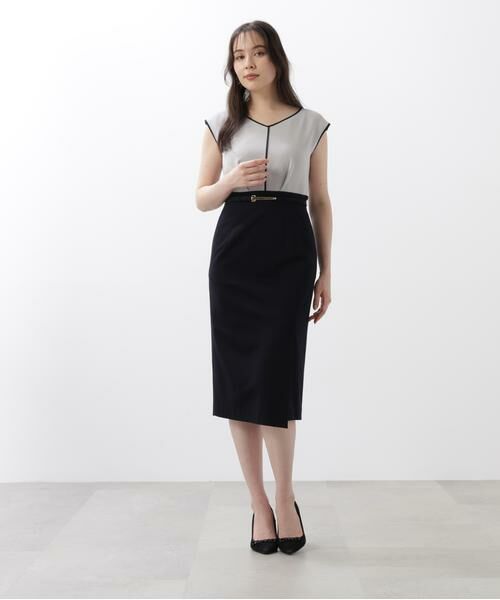 PINKY & DIANNE / ピンキーアンドダイアン ミニ丈・ひざ丈ワンピース | ◆バイカラーコンビワンピース | 詳細4