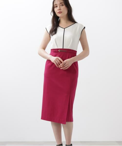 PINKY & DIANNE / ピンキーアンドダイアン ミニ丈・ひざ丈ワンピース | ◆バイカラーコンビワンピース | 詳細9