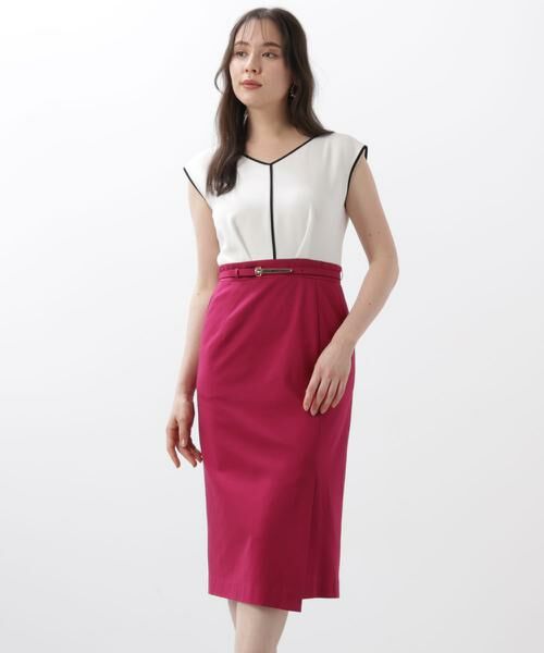 PINKY & DIANNE / ピンキーアンドダイアン ミニ丈・ひざ丈ワンピース | ◆バイカラーコンビワンピース(マゼンタ1)