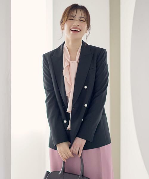 PINKY & DIANNE / ピンキーアンドダイアン テーラードジャケット | ◆ダブルブレストジャケット(ネイビー)