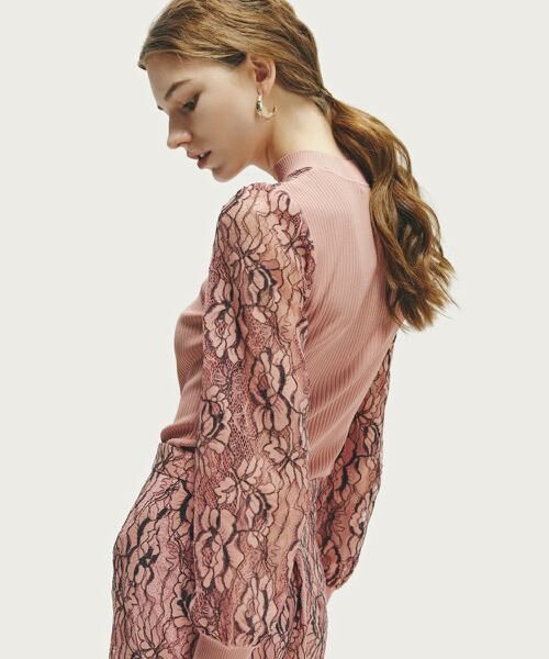 PINKY & DIANNE / ピンキーアンドダイアン ニット・セーター | ◆レースコンビモックネックニットプルオーバー | 詳細3