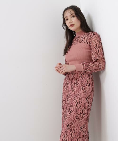 PINKY & DIANNE / ピンキーアンドダイアン ニット・セーター | ◆レースコンビモックネックニットプルオーバー | 詳細4