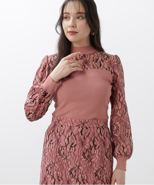 PINKY & DIANNE / ピンキーアンドダイアン ニット・セーター | ◆レースコンビモックネックニットプルオーバー | 詳細5