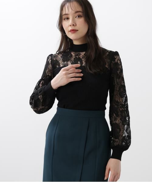 PINKY & DIANNE / ピンキーアンドダイアン ニット・セーター | ◆レースコンビモックネックニットプルオーバー | 詳細12
