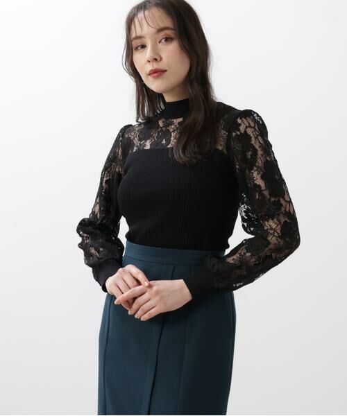 PINKY & DIANNE / ピンキーアンドダイアン ニット・セーター | ◆レースコンビモックネックニットプルオーバー | 詳細13